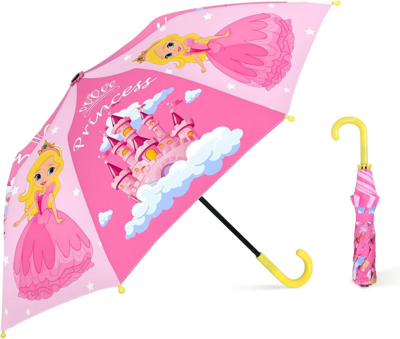 Decalsweet Kids Umbrella, Safety Windproof Umbrella with Easy-Grip Hook Handle for Toddler Girls and Boys - Image 1